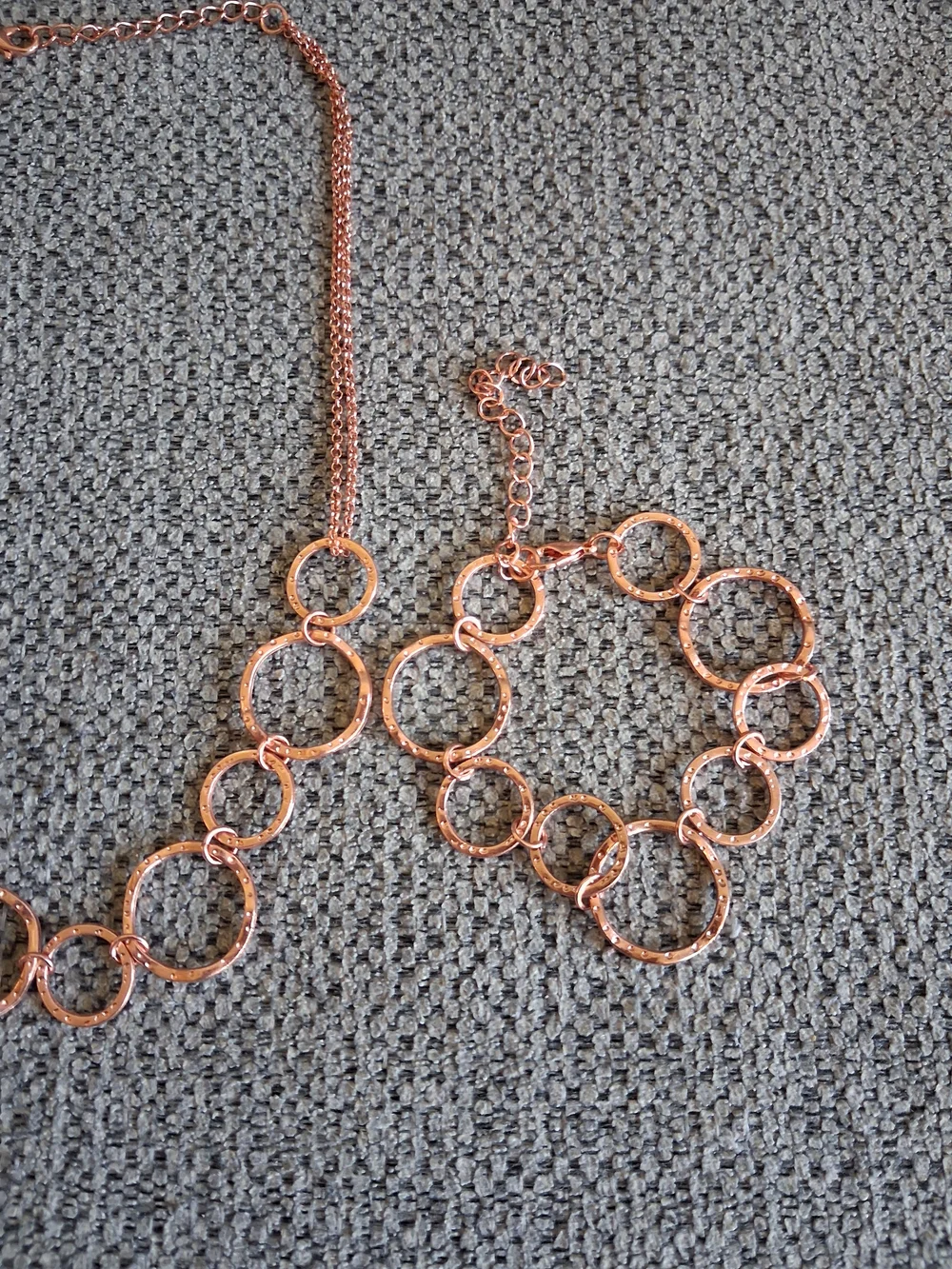 Rose Gold Circle Link Necklace and Bracelet Set